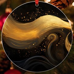 Abstract Gold Wave Background Uv Print Acrylic Ornament Round