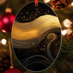 Abstract Gold Wave Background Uv Print Acrylic Ornament Oval