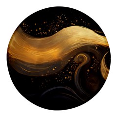 Abstract Gold Wave Background Round Glass Fridge Magnet (4 Pack) by Maspions