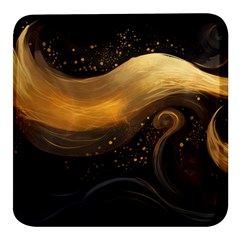 Abstract Gold Wave Background Square Glass Fridge Magnet (4 Pack) by Maspions