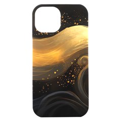 Abstract Gold Wave Background Iphone 15 Black Uv Print Pc Hardshell Case by Maspions