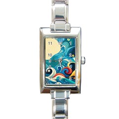 Waves Wave Ocean Sea Abstract Whimsical Rectangle Italian Charm Watch