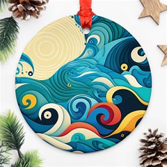 Waves Wave Ocean Sea Abstract Whimsical Ornament (round)