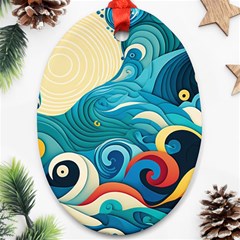 Waves Wave Ocean Sea Abstract Whimsical Ornament (oval)