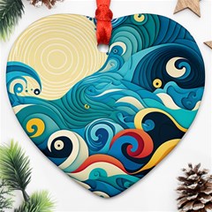 Waves Wave Ocean Sea Abstract Whimsical Ornament (heart)