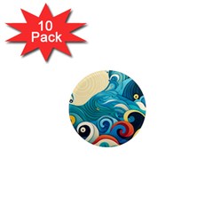 Waves Wave Ocean Sea Abstract Whimsical 1  Mini Magnet (10 Pack) 