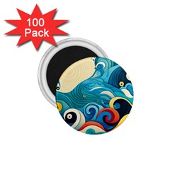 Waves Wave Ocean Sea Abstract Whimsical 1 75  Magnets (100 Pack) 