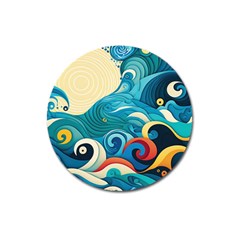 Waves Wave Ocean Sea Abstract Whimsical Magnet 3  (round)