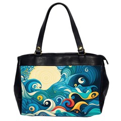 Waves Wave Ocean Sea Abstract Whimsical Oversize Office Handbag (2 Sides) by Maspions