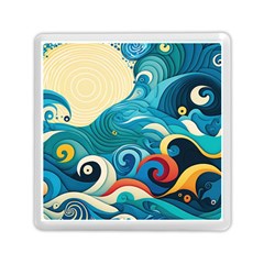 Waves Wave Ocean Sea Abstract Whimsical Memory Card Reader (square)