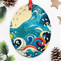 Waves Wave Ocean Sea Abstract Whimsical Ornament (oval Filigree)