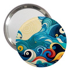 Waves Wave Ocean Sea Abstract Whimsical 3  Handbag Mirrors