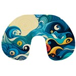 Waves Wave Ocean Sea Abstract Whimsical Travel Neck Pillow Front