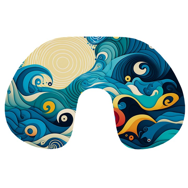 Waves Wave Ocean Sea Abstract Whimsical Travel Neck Pillow