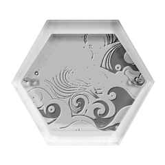 Waves Wave Ocean Sea Abstract Whimsical Hexagon Wood Jewelry Box by Maspions