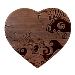 Waves Wave Ocean Sea Abstract Whimsical Heart Wood Jewelry Box by Maspions