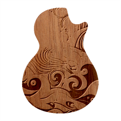 Waves Wave Ocean Sea Abstract Whimsical Guitar Shape Wood Guitar Pick Holder Case And Picks Set by Maspions