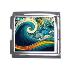 Waves Ocean Sea Abstract Whimsical Art Mega Link Italian Charm (18mm)