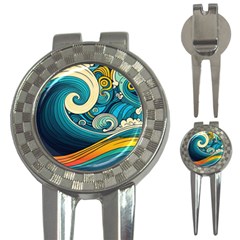 Waves Ocean Sea Abstract Whimsical Art 3-in-1 Golf Divots