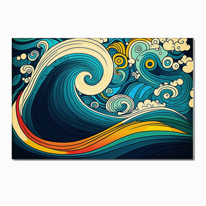 Waves Ocean Sea Abstract Whimsical Art Postcards 5  x 7  (Pkg of 10)