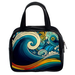 Waves Ocean Sea Abstract Whimsical Art Classic Handbag (two Sides)