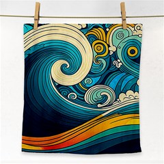 Waves Ocean Sea Abstract Whimsical Art Face Towel by Maspions