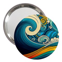 Waves Ocean Sea Abstract Whimsical Art 3  Handbag Mirrors