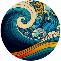 Waves Ocean Sea Abstract Whimsical Art Uv Print Round Tile Coaster by Maspions