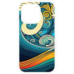 Waves Ocean Sea Abstract Whimsical Art Iphone 14 Pro Black Uv Print Case by Maspions