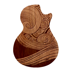 Waves Ocean Sea Abstract Whimsical Art Guitar Shape Wood Guitar Pick Holder Case And Picks Set by Maspions