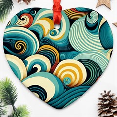 Wave Waves Ocean Sea Abstract Whimsical Ornament (heart) by Maspions