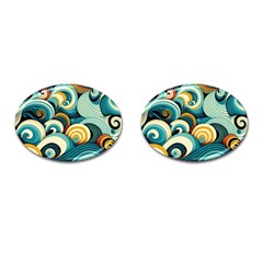 Wave Waves Ocean Sea Abstract Whimsical Cufflinks (oval)