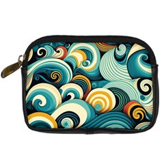 Wave Waves Ocean Sea Abstract Whimsical Digital Camera Leather Case