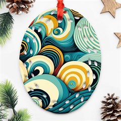 Wave Waves Ocean Sea Abstract Whimsical Ornament (oval Filigree)