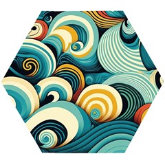 Wave Waves Ocean Sea Abstract Whimsical Wooden Puzzle Hexagon