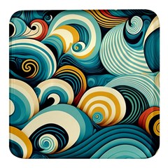 Wave Waves Ocean Sea Abstract Whimsical Square Glass Fridge Magnet (4 Pack) by Maspions