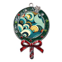 Wave Waves Ocean Sea Abstract Whimsical Metal X mas Lollipop With Crystal Ornament by Maspions