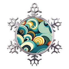 Wave Waves Ocean Sea Abstract Whimsical Metal Large Snowflake Ornament by Maspions