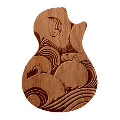 Wave Waves Ocean Sea Abstract Whimsical Guitar Shape Wood Guitar Pick Holder Case And Picks Set by Maspions