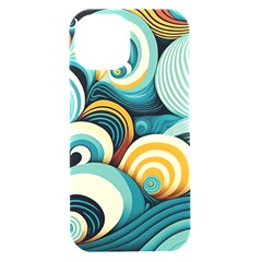 Wave Waves Ocean Sea Abstract Whimsical Iphone 15 Black Uv Print Pc Hardshell Case by Maspions