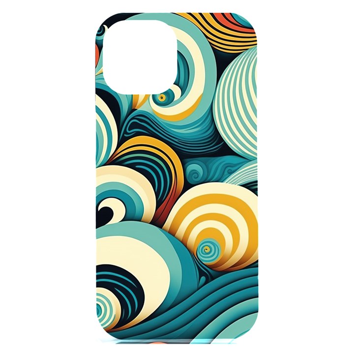 Wave Waves Ocean Sea Abstract Whimsical iPhone 15 Plus Black UV Print PC Hardshell Case