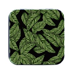 Background Pattern Leaves Texture Square Metal Box (black)