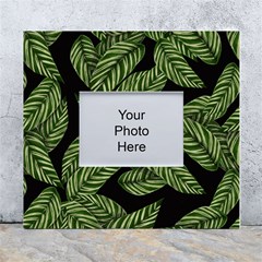 Background Pattern Leaves Texture White Wall Photo Frame 5  X 7  by Maspions