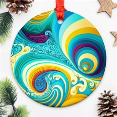 Abstract Waves Ocean Sea Whimsical Ornament (round)