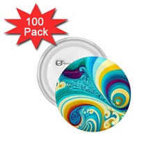 Abstract Waves Ocean Sea Whimsical 1 75  Buttons (100 Pack) 