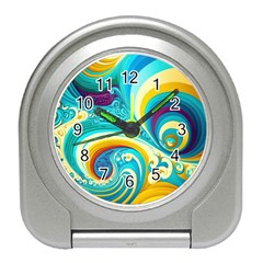 Abstract Waves Ocean Sea Whimsical Travel Alarm Clock by Maspions