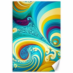 Abstract Waves Ocean Sea Whimsical Canvas 12  X 18  by Maspions