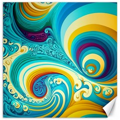 Abstract Waves Ocean Sea Whimsical Canvas 16  X 16  by Maspions