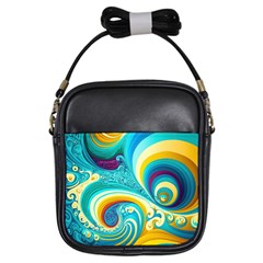 Abstract Waves Ocean Sea Whimsical Girls Sling Bag