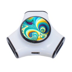 Abstract Waves Ocean Sea Whimsical 3-port Usb Hub